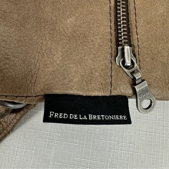 Fred De La Bretoniere Brown Distressed Leather Crossbody Bag Purse - Picture 16 of 17